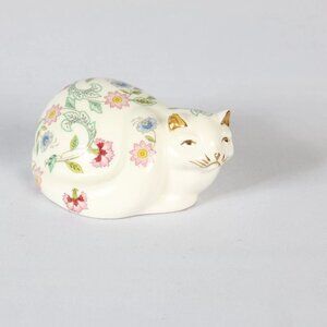 Minton Haddon Hall Cat Figurine with Gold Trim - Bone China - Nearly Purrfect